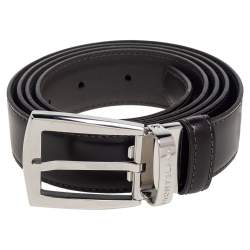 Pre Owned Mont Blanc Dark Brown Leather Contemporary Line Medium Cut to Size Belt