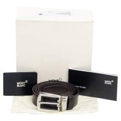Pre Owned Mont Blanc Dark Brown Leather Contemporary Line Medium Cut to Size Belt