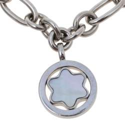 Pre Owned Montblanc Star Signet Mother of Pearl Charm Sterling Silver Bracelet