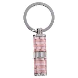 Pre Owned Montblanc Stainless Steel Pink Resin Logo Keychain