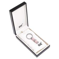 Pre Owned Montblanc Stainless Steel Pink Resin Logo Keychain