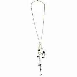 Montblanc Cultured Pearls and Onyx Silver Tassel Necklace