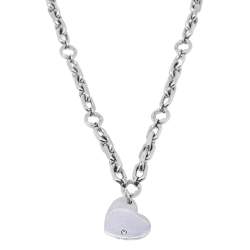 Pre Owned Montblanc Heart Diamond Sterling Silver Charm Necklace