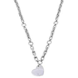 Pre Owned Montblanc Heart Diamond Sterling Silver Charm Necklace