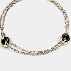 Pre Owned Montblanc Profile Wish Ring Ceramic Sterling  Silver Bracelet