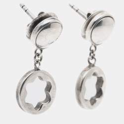 Pre Owned Montblanc Star Signet Sterling Silver Dangle Stud Earrings