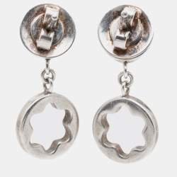 Pre Owned Montblanc Star Signet Sterling Silver Dangle Stud Earrings