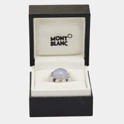 Pre Owned Montblanc Star Grande Dame Chalcedony Sterling Silver Cocktail Ring Size 52