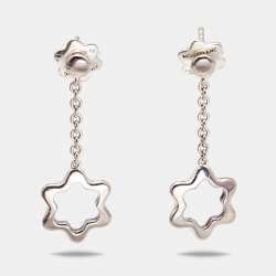 Pre Owned Montblanc Star Sterling Silver Dangle Earrings