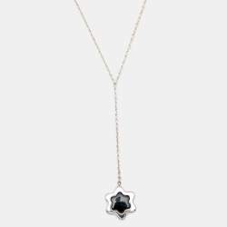 Pre Owned Montblanc Star Onyx Sterling Silver Necklace