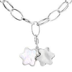 Montblanc Star Mother of Pearl Silver Chain Link Charm Bracelet