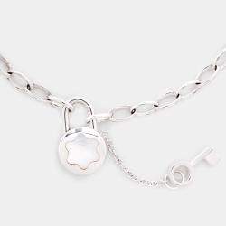 Montblanc Lock Key Mother of Pearl Sterling Silver Chain Link Bracelet