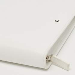 Pre Owned Montblanc White Leather Meisterstück Large Zip Around Organizer