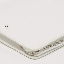 Pre Owned Montblanc White Leather Meisterstück Large Zip Around Organizer