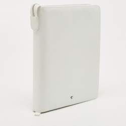 Pre Owned Montblanc White Leather Meisterstück Large Zip Around Organizer