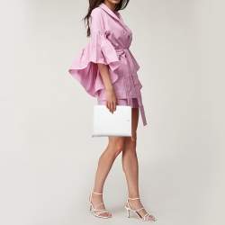 Pre Owned Montblanc White Leather Meisterstück Large Zip Around Organizer