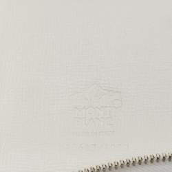 Pre Owned Montblanc White Leather Meisterstück Large Zip Around Organizer