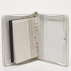 Pre Owned Montblanc White Leather Meisterstück Large Zip Around Organizer