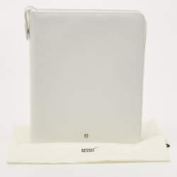 Pre Owned Montblanc White Leather Meisterstück Large Zip Around Organizer