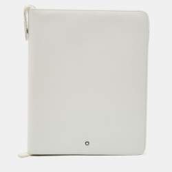 Pre Owned Montblanc White Leather Meisterstück Large Zip Around Organizer