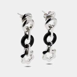Montblanc Star Onyx Sterling Silver Dangle Earrings