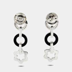 Montblanc Star Onyx Sterling Silver Dangle Earrings