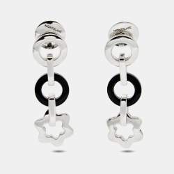 Montblanc Star Onyx Sterling Silver Dangle Earrings