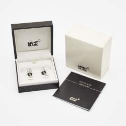 Montblanc Star Onyx Sterling Silver Dangle Earrings