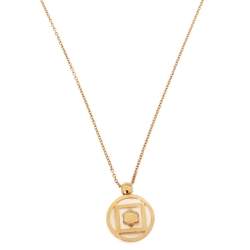 Pre Owned Montblanc Terre et Ciel Mother of Pearl 18K Rose Gold Pendant Necklace