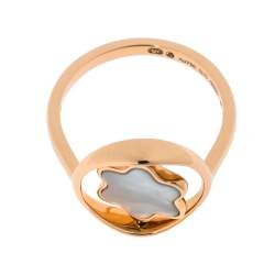 Montblanc Rotating Emblem Mother of Pearl 18K Rose Gold Ring Size 56