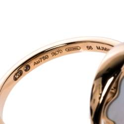 Montblanc Rotating Emblem Mother of Pearl 18K Rose Gold Ring Size 56