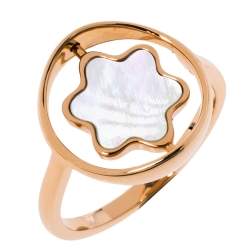 Montblanc Rotating Emblem Mother of Pearl 18K Rose Gold Ring Size 56