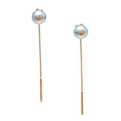 Pre Owned Montblanc Boheme Moongarden Grey Cultured Pearl 18K Rose Gold Earrings