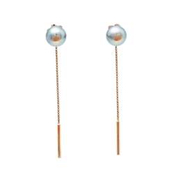 Pre Owned Montblanc Boheme Moongarden Grey Cultured Pearl 18K Rose Gold Earrings