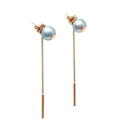 Pre Owned Montblanc Boheme Moongarden Grey Cultured Pearl 18K Rose Gold Earrings