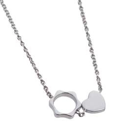 Pre Owned قلادة مون بلان ذهب أبيض عيار 18 ألماس حلية قلب نجمة