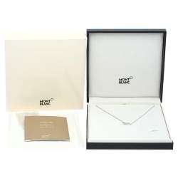 Pre Owned قلادة مون بلان ذهب أبيض عيار 18 ألماس حلية قلب نجمة