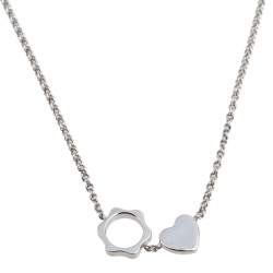 مملوكة مسبقًا Montblanc Star Heart Charm Diamond 18K White Gold Necklace