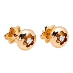 Montblanc Logo Diamond 18k Rose Gold Stud Earrings