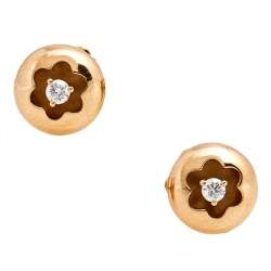 Montblanc Logo Diamond 18k Rose Gold Stud Earrings