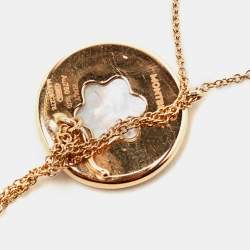 Montblanc Signet Mother of Pearl Diamond Cultured Pearl 18k Rose Gold Tassel Pendant Necklace
