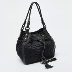 Montblanc Black Nylon and Leather Starisma Dalila Drawstring Bag