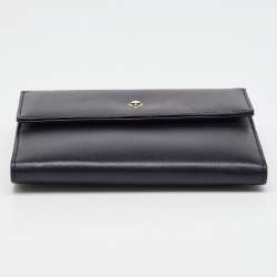 Montblanc Black Leather Meisterstuck Flap Compact Wallet