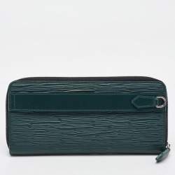 Montblanc Green Embossed Leather Meisterstück Long Zip Around Wallet