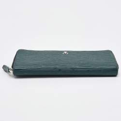 Montblanc Green Embossed Leather Meisterstück Long Zip Around Wallet