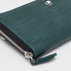 Montblanc Green Embossed Leather Meisterstück Long Zip Around Wallet