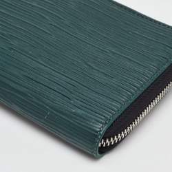 Montblanc Green Embossed Leather Meisterstück Long Zip Around Wallet