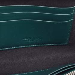 Montblanc Green Embossed Leather Meisterstück Long Zip Around Wallet