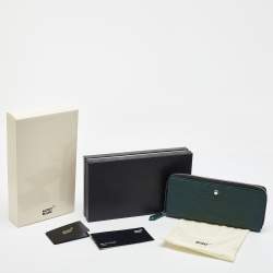 Montblanc Green Embossed Leather Meisterstück Long Zip Around Wallet