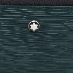 Montblanc Green Embossed Leather Meisterstück Long Zip Around Wallet